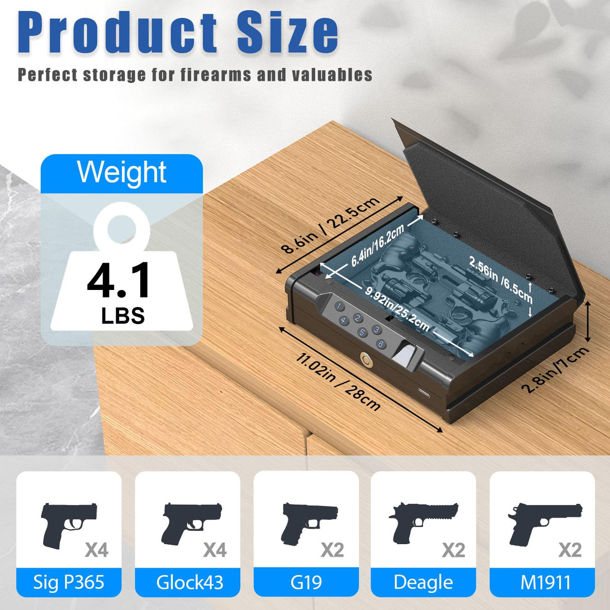 teentan Gun Safe, Biometric Gun Safe for Pistols - Quick-Access Handgun Safe with Fingerprint & Digital Keypad | Fits 2 Pistols | Silent Mode, Heavy-Duty Steel for Home, Nightstand, Car, and Bedside teentan