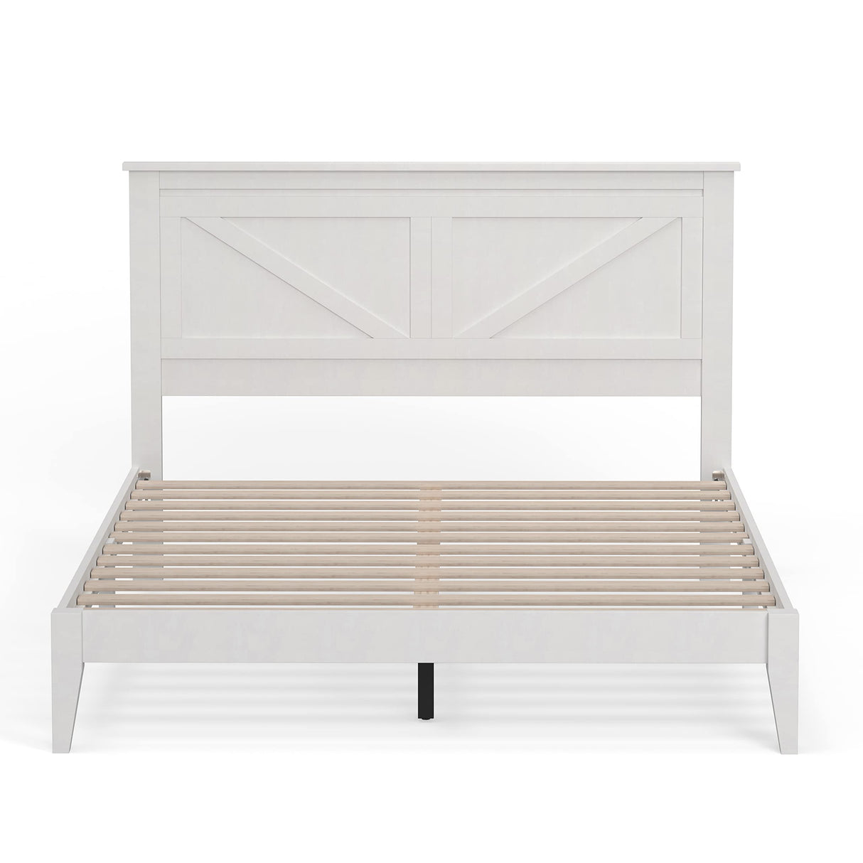 Farmhouse Solid Wood Queen Platform Bed in Gloss White by Glenwillow Home Glenwillow Home