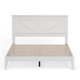Farmhouse Solid Wood Queen Platform Bed in Gloss White by Glenwillow Home Glenwillow Home