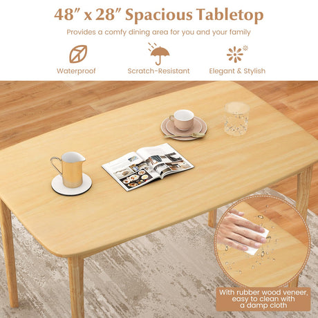 Giantex 48" L Rectangular Wooden Dining Table, Solid Rubber Wood Kitchen Table, Farmhouse Dinner Table, Kitchen Dining Room Home Furniture, Load 330 Giantex