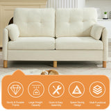 WUTUTUEE 65" Chenille Loveseat Sofa, Modern 2-Seater Love Seat Couch with Armrest Pillows, Storage Pockets, Easy Assembly, Upholstered Tufted Loveseat Sofa Couches for Living Room Bedroom, Beige WUTUTUEE