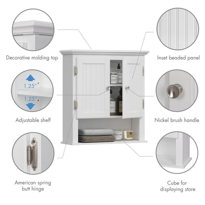 UTEX Bathroom Cabinet Wall Mounted, Wood Hanging Cabinet, Wall Cabinets with Doors and Shelves Over The Toilet for Bathroom,White