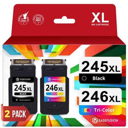 EaseFusion 245XL 246XL Combo Pack Replacement for Canon Ink 245 246 PG-245 XL PG-245XL Black Color Ink Cartridges for Canon Pixma MX490 MX492 MG2522 TR4520 TS3322 TS202 MG2500 TS3122 TR4500 Printer