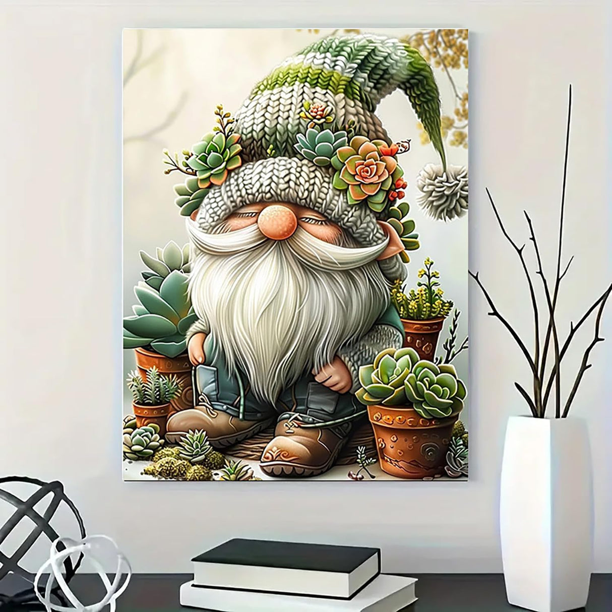 Easy Paint by Numbers Kit for Adults Beginner, Gnome Adult Paint by Number Kits on Canvas, DIY Painting with Numbers for Adults, Acrylic Simple Oil Paint by Number Kits for Home Wall Decor 16x20 In BYGFHLYW