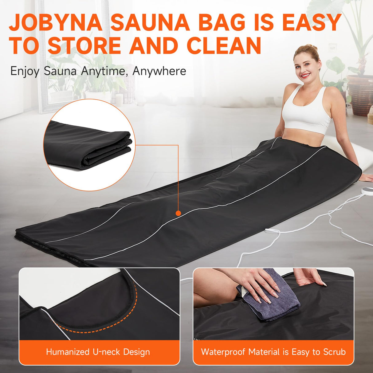 JOBYNA Sauna Blanket for Home, 75'' x 31'' Sauna Blanket with 20-60 Minutes Timer, 86℉-158℉ Temp Adjustable, 280W Auto Shut Off Sauna Bag for Home Relaxation, Wellness & Recovery JOBYNA