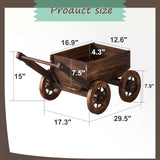 PULIJIA Wooden Wagon Planter Outdoor Garden Planter, Trolley Decoration Succulent Flower cart, Indoor Outdoor Backyard Balcon Decor cart with Wheels, Planter for Patio (HC-S) PULIJIAJU