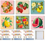 SYDYLH 6 Pack Framed Paint by Numbers Kit for Kids,Easy Acrylic Paint by Numbers Kits on Canvas,Fruit Oil Painting Paint by Number for Adults Beginners for Home Wall Decor (8x8inch) SYDYLH
