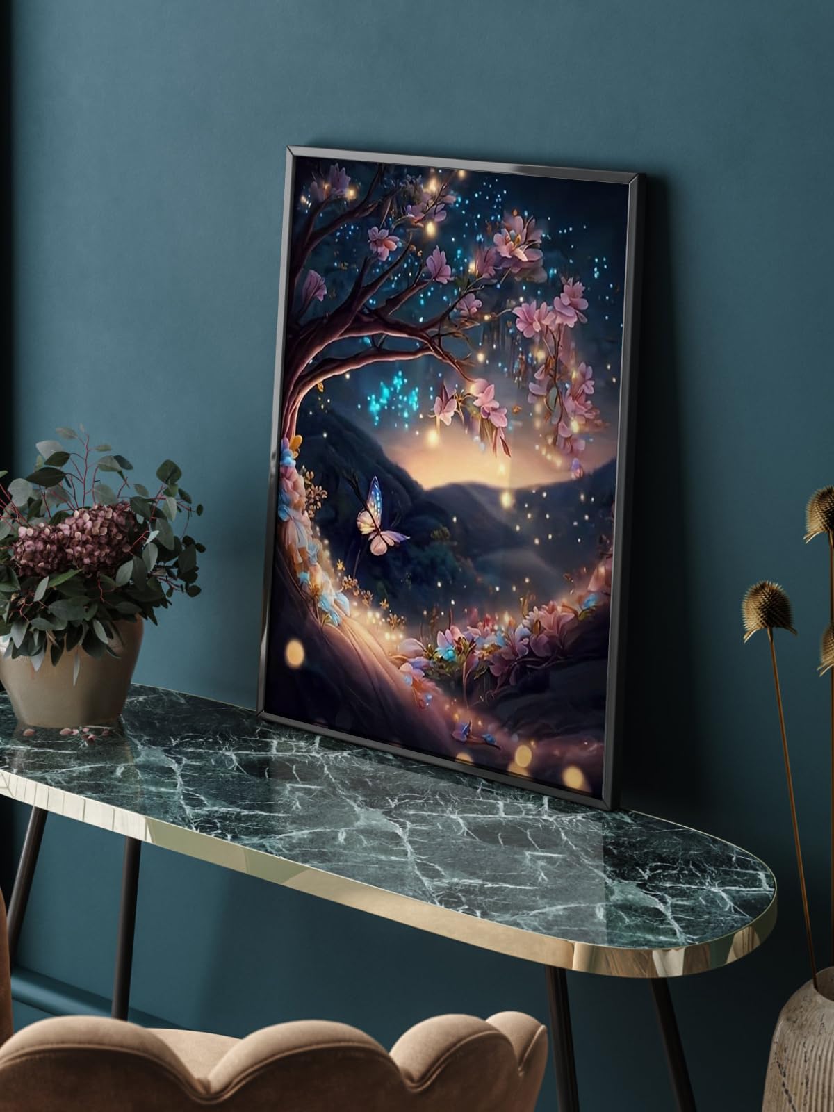 SuuTang 5D Diamond Painting Kits for Adults, Glow Firefly Tree Diamond Art Kits for Adults Beginner, DIY Full Round Drill Diamond Dots Gem Art Crafts, Home Decor Wall Art Gifts 12X16 Inch SuuTang