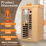 Upgraded 1 Person Sauna Infrared Sauna with Backrest, Hemlock Dry Sauna Indoor Wood Sauna for Home, 1062W 110V Red Light Far Infrared Sauna Low EMF with Integrated Speakers, Reading Lamp NAGLIFOR
