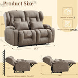 SAMERY 54.2" RV Loveseat Recliner Sofa, Manual Recliner Loveseat RV Sofa Home Theater Seating with Arm, Cup Holders and Side Pocket for Living Room/Office/Apartment SAMERY