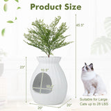 PETSITE White Plant Litter Box, Cat Hidden Litter Box Enclosure with Artificial Plant, Advanced Odor Removal System, Detachable Door Curtain, Cat Litter Scoop, Large Planter Litter Box PETSITE