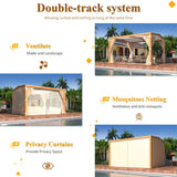 YOLENY Louvered Pergola 11x13, All Aluminum Pergola with Adjustable Rainproof Pitched Roof, Outdoor Pergola with Waterproof Curtains and Nets, Woodgrain YOLENY