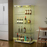 Maotifeys 64" Glass Cabinet, 4 Shelves Glass Display Cabinet with LED Lights, Glass Storage Cabinet with 2 Doors, Curio Cabinet Toy Organizers Rack, Display Shelf, Kids Bookshelf for Bedroom, White Maotifeys