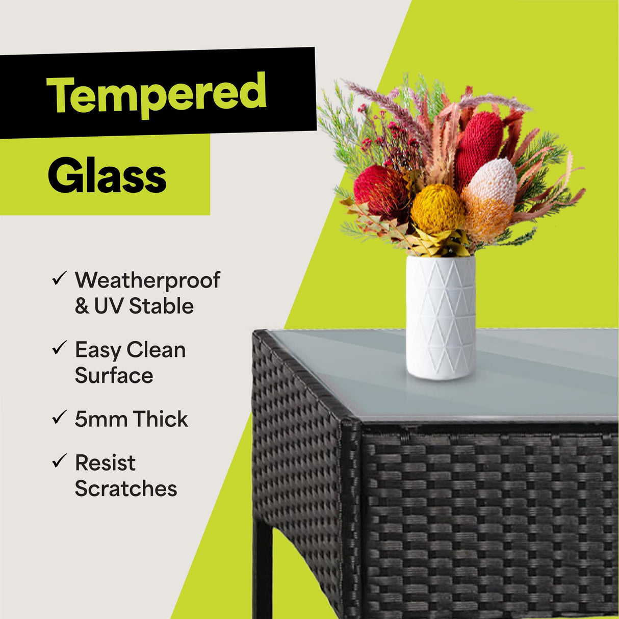 EconoHome 4-Piece Outdoor Patio Furniture Set - Patio Set with 2 Rattan Chairs, 1 Loveseat & 1 Glass -Top Coffee Table - Weather-Proof Wicker with Cushions - Conversation Set for Porch, Balcony, Lawn EconoHome