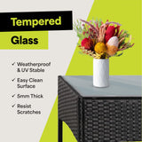 EconoHome 4-Piece Outdoor Patio Furniture Set - Patio Set with 2 Rattan Chairs, 1 Loveseat & 1 Glass -Top Coffee Table - Weather-Proof Wicker with Cushions - Conversation Set for Porch, Balcony, Lawn EconoHome