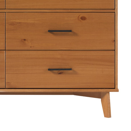Walker Edison Modern 6-Drawer Dresser Bedroom Storage Organizer, 52 inch, Caramel Handle Walker Edison