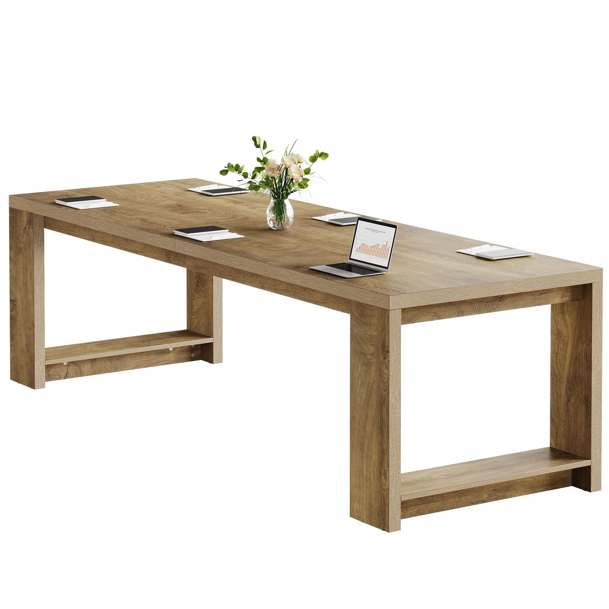 Tribesigns 7 ft Conference Table for 6 to 8 People, Modern Rectangle Meeting Room Desk for Boardroom, Home Office, Oak Tribesigns