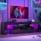 LED TV Stand for Up to 70-inch TV, Modern TV Console Table with Entertainment Center for Bedroom, Living Room(Black, 63 inch) HOUAGI