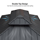 PURPLE LEAF 6.5' X 12' Hardtop Grill Gazebo for Patio Permanent Aluminum Barbeque Shelter Gazebo Canopy with Ceiling Hook and Shelves Double Tiered Grey Outdoor BBQ Gazebo PURPLE LEAF