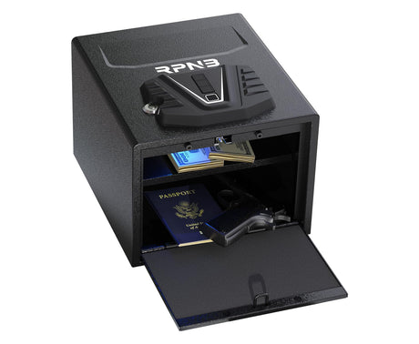 RPNB Gun Security Safe, Quick-Access Firearm Safety Device with Biometric Fingerprint & Digital Key Pad RPNB