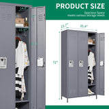 OPTYMIRA 72" Tall Employee Locker with Shelves and Hooks 3 Doors Steel Sports Locker for Office Home Bedroom School Gym Garage, Metal Staff Locker Locking Storage Cabinet,Grey OPTYMIRA