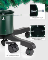 Live Christmas Tree Stand : Real Christmas Tree Stand Base With Wheels Movable Adjustable up to 6.5ft Hold 0.53gal Water Reservoir Goodjob Green GuuG
