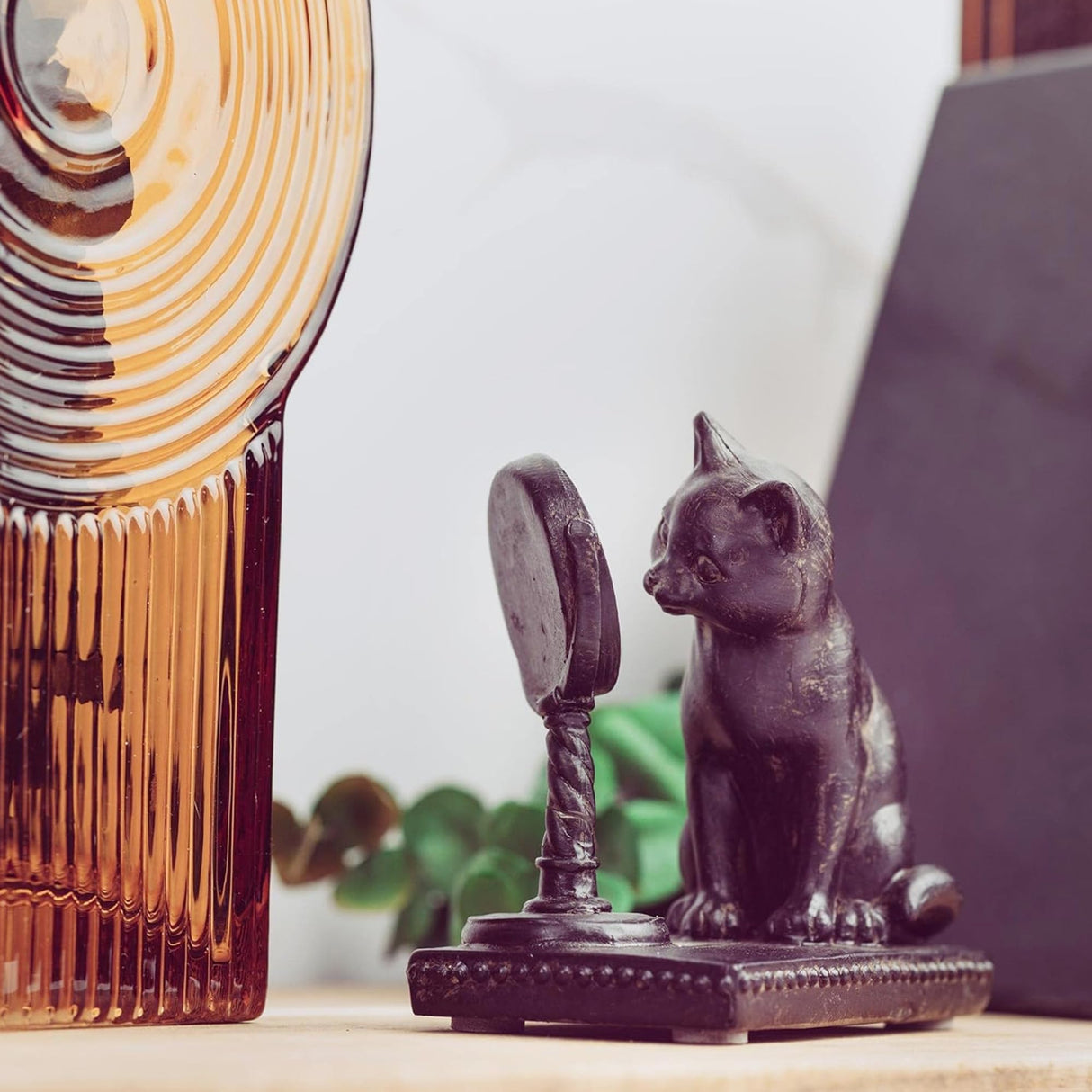 Young's Inc. Cat Figurine - Cute Cat Statue - Whimsical Cat Decor for Cat Lovers - Cat Collectibles and Meditation Decor - Cat with Eye Glasses - 4'' L X 3'' W X 5'' H Young's Inc