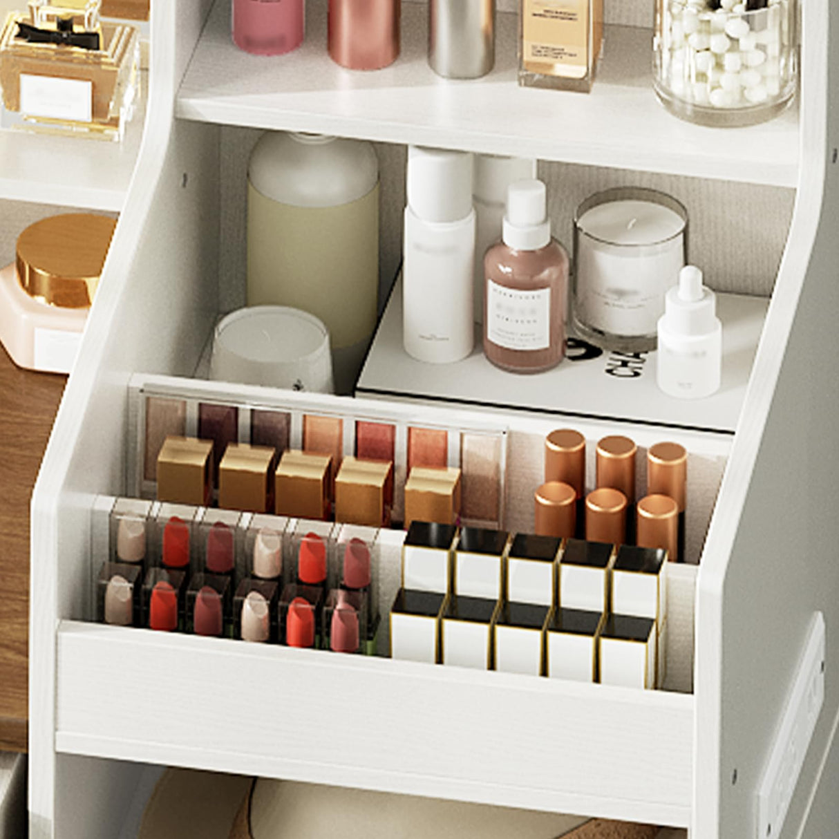 HOOBRO White Vanity Desk with Mirror and Lights, Farmhouse Vanity Makeup Desk with Charging Station, 41.5" Makeup Vanity Desk with Lighted Mirror, Power Outlet HOOBRO