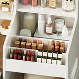 HOOBRO White Vanity Desk with Mirror and Lights, Farmhouse Vanity Makeup Desk with Charging Station, 41.5" Makeup Vanity Desk with Lighted Mirror, Power Outlet HOOBRO