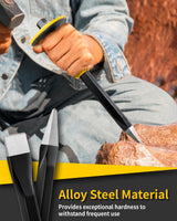 Rock Chisel Set, Firecore 3PCS Masonry Chisel with Hand Guard, Heavy Duty Point Flat Cold Chisel for Concrete Stone Brick Rock Tile Mortar Breaking Demolishing Carving Splitting Cutting Mason Tools Firecore