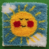 Yglnden Latch Hook Kits Rug Sunflower Crochet Yarn Cushion Colour Pre-Printed Canvas Rug Needlework DIY Hook and Latch Kit Christmas Home Decoration 30x30cm/12 X12inch Yglnden