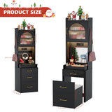 NUNU LAB 3 in 1 Vanity Desk with Mirror and Lights, Tall Makeup Vanity Set with Flip-up Mirror, Jewelry Box, Charging Station, LED Vanities Dressing Table for Small Spaces Bedroom Checkroom NUNU LAB