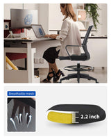 Drafting Chair Tall Office Chair Adjustable Height with Lumbar Support Arms Footrest Mid Back Desk Chair Swivel Rolling Mesh Computer Chair for Adults Standing Desk Drafting Stool(Black) BestOffice