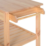 HOMCOM 42" Kitchen Trolley Cart Rolling Island, Wooden Utility Serving Cart with 2 Drawers and 3-Tier Shelf, Natural HOMCOM