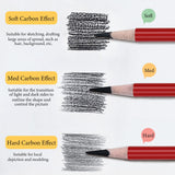 Heshengping Professional Charcoal Pencils Drawing Set -12 Pieces Soft, Medium Hard Charcoal Pencils for Drawing Sketching Shading Artist Pencils for Beginners Artists Heshengping