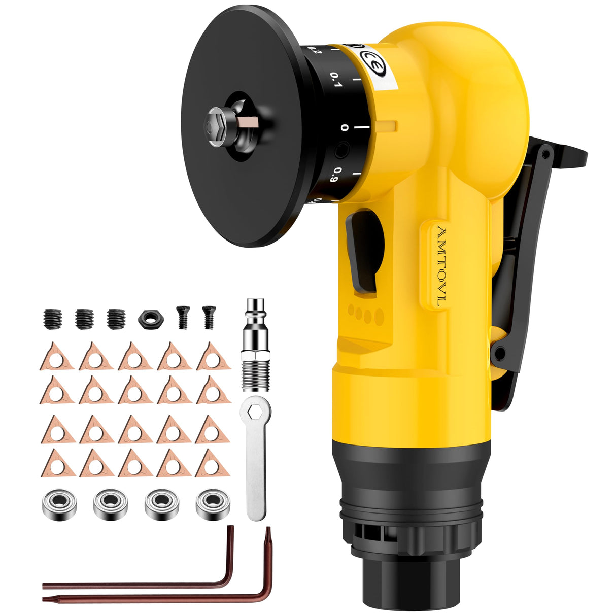 AMTOVL Air Chamfer Tool, Mini Pneumatic Chamfering Machine, 30000 RPM Pneumatic Chamfering Tool, 45 Degree Air Beveling Machine with 1/4 Inch Air Inlet for Metal, Wood, Acrylic Deburring and Trimming AMTOVL