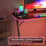 PayLessHere 39 Inch Z-Shaped Gaming Desk Computer Desk for Home Office with Headphone Hook Sturdy Workstation Table with Spacious Desktop,Red PayLessHere