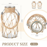 Set of 2 Rope Net Dry Flower Glass Vase 7.9 x 4 Inches Wicker Farmhouse Vase Coastal Decor for Wedding Tables Home Rustic Hanging Mason Jar Rope Wrapping Decorative Bottles Nautical Decor Sabary