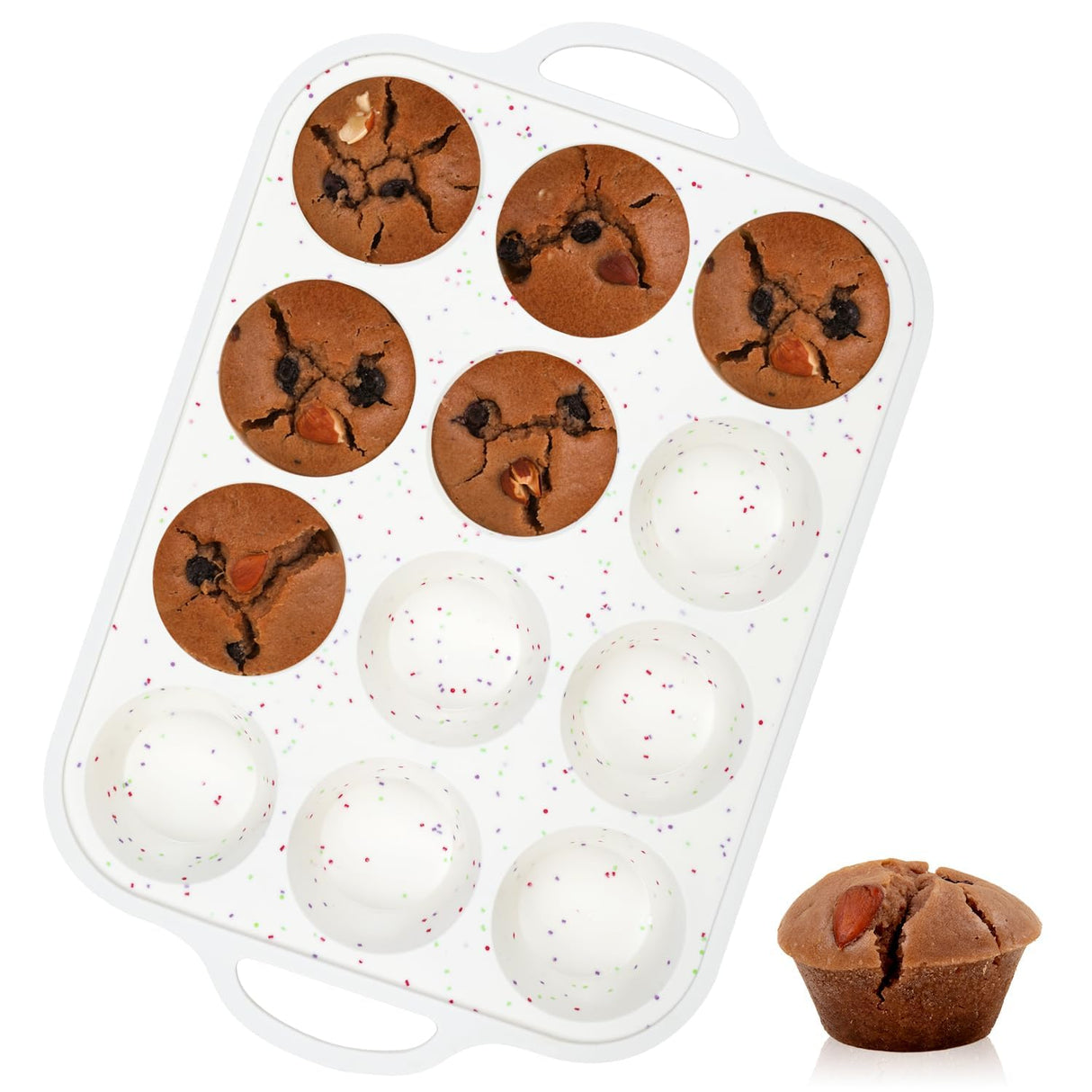 Silicone Muffin Pan with Metal Reinforced Frame - Muffin Pan for Homemade Muffins, Cupcakes, Muffin Cakes, and Bread, Oven and Dishwasher Safe - 12 Cup 1 Pack Fimary