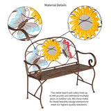 Evergreen Garden Sunflower Garden Bench Outdoors & Indoors | Cast Iron Metal Patio Bench | Outdoor Seating Furniture | Seats for Park, Porch, Deck, Yard Evergreen Garden