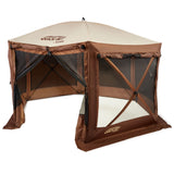 CLAM Pop Up Screen Tent, Outdoor Camping Gazebo Canopy, Pavilion, 12.5', Brown CLAM