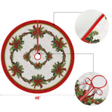 AVOIN colorlife Christmas Tree Skirt 48 Inch, Christmas Ribbon Holly Winter Holiday Tree Mat Decoration AVOIN colorlife