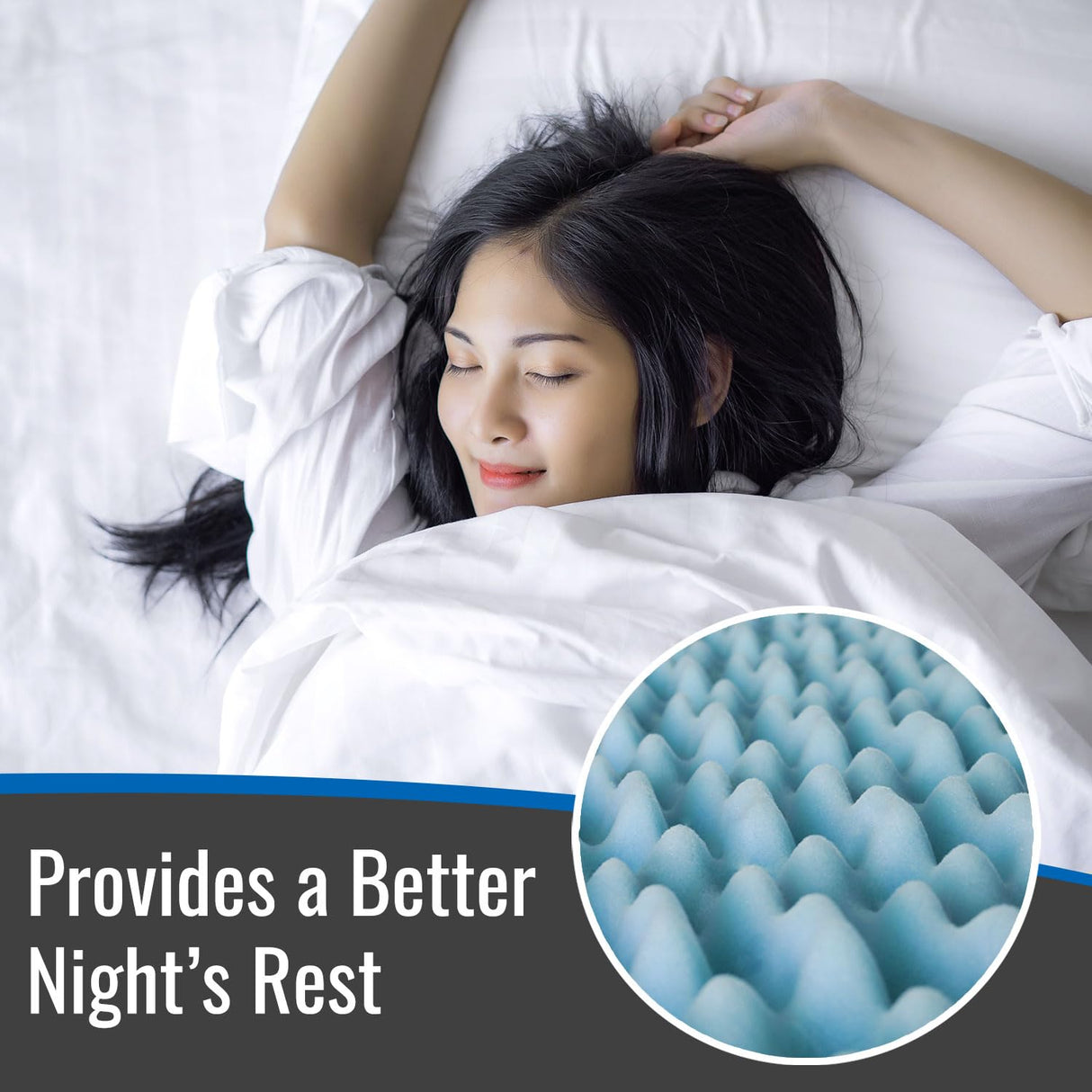 DMI 2-Inch Foam Mattress Topper, Egg Crate Foam Pad for Support, Air Circulation, Pressure Relief & Weight Distribution, Twin Size 33 x 72, Blue DMI