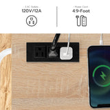 HOOBRO Kitchen Island with Power Outlet, Kitchen Storage Island with Spice Rack and Drawer, Rolling Kitchen on Wheels, for Home, Dining Room, Natural and White HOOBRO