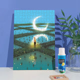 Jigsaw Puzzle Glue Clear with Sponge Head Applicator, Puzzle Saver Frame for 1000/1500/3000 Pieces Puzzle of Paper & Wood, Water-Soluble Special Art Craft Puzzle Guard Glue, Quick Dry (120ML) Wunhunew