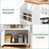 YITAHOME Kitchen Island Cart with Power Outlet, 33 Inch Mobile Kitchen Cart with Open Shelves, Rolling Portable Serving Utility Carts on Wheels with Storage for Kitchen, Dining Room, White YITAHOME