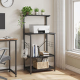 Bestier 4-Tier Black Kitchen Bakers Rack with Pull-Out Shelf & Hooks on Wheels Bestier