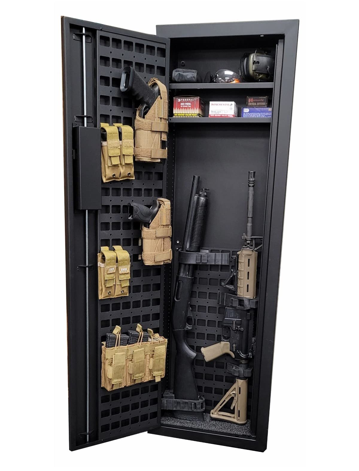 Tactical Closet Vault Flat Black in Wall Gun Safe and Tactical Gear Safe – This Safe Provides Security for Firearms, Simplex Lock – Fits Between Wall Studs– Ideal for Home or Office