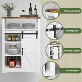 Vabches Bathroom Floor Cabinet, Small Storage Cabinet with Sliding Door, Adjustable Shelf, Farmhouse Storage Cabinet for Bathroom, Kitchen, Living Room, Rustic Style Cabinet, White Vabches