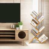 Modern 6-Tier Bamboo Tree Bookshelf - Stylish Curved Rack Organizer for Home and Office briteman